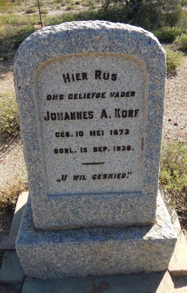 KORF Johannes A. 1873-1938 & Susanna E. SWART 1866-1937