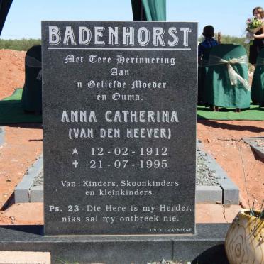 BADENHORST Anna Catherina nee VAN DEN HEEVER 1912-1995