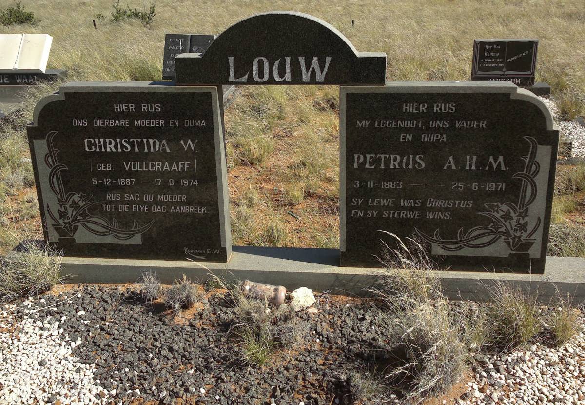 LOUW Petrus A.H.M. 1883-1971 & Christina W. VOLLGRAAFF 1887-1974