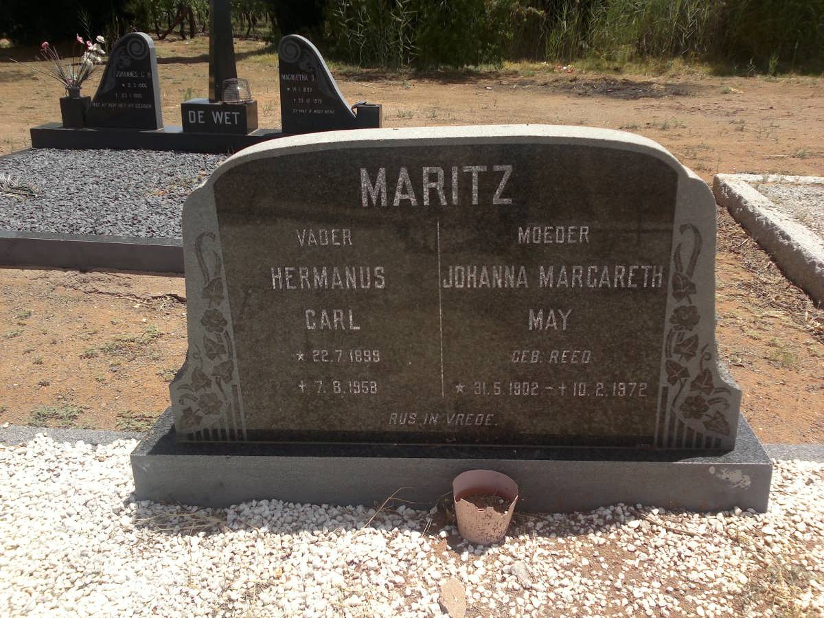 MARITZ Hermanus Carl 1899-1958 & Johanna Margareth May REED 1902-1972