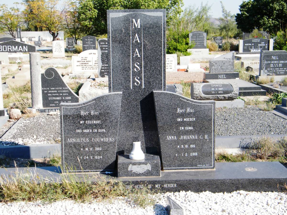 MAASS Arnoldus Louwrens 1903-1984 & Anna Johanna C.H. 1915-2003
