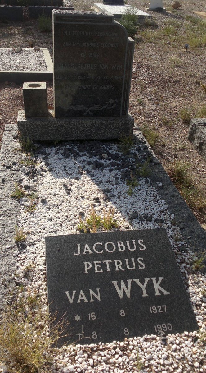WYK Frans Petrus, van 1904-1959 :: VAN WYK Jacobus Petrus 1927-1990