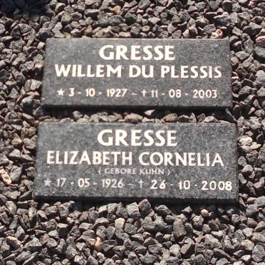GRESSE Willem Du Plessis 1927-2003 &amp; Elizabeth Cornelia KUHN 1926-2008