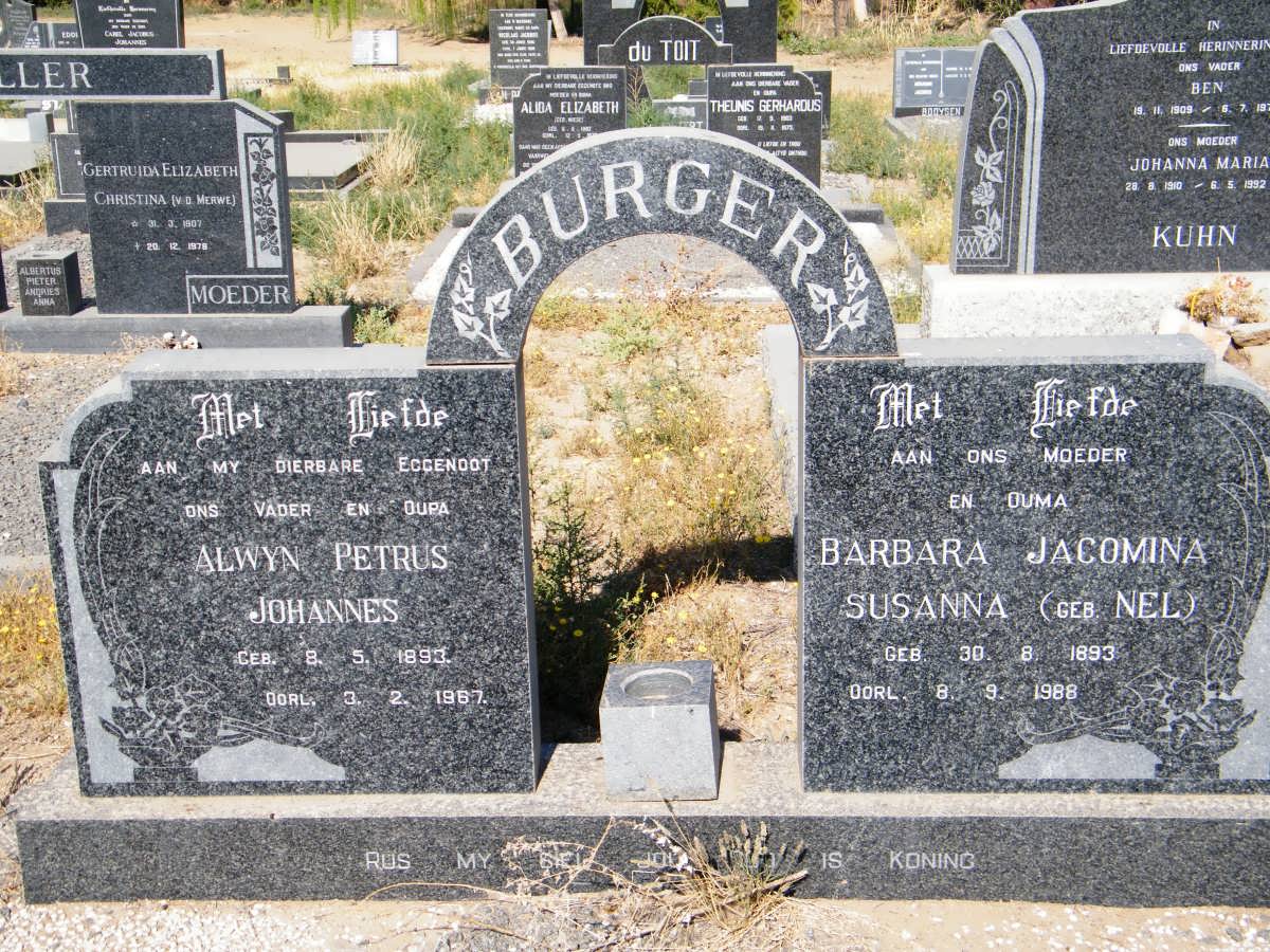 BURGER Alwyn Petrus Johannes 1893-1967 & Barbara Jacomina Susanna NEL 1893-1988