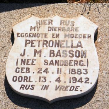 BASSON Petronella J.M. nee SANDBERG 1883-1942