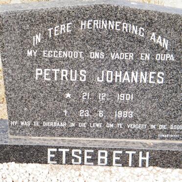 ETSEBETH Petrus Johannes 1901-1983