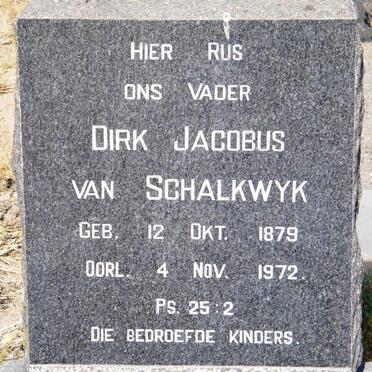 SCHALKWYK Dirk Jacobus, van 1879-1972