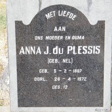 PLESSIS Anna J., du nee NEL 1887-1972