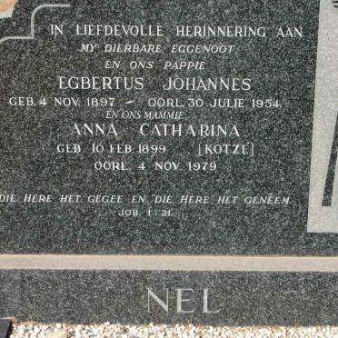NEL Egbertus Johannes 1897-1954 &amp; Anna Catharina KOTZE -1979