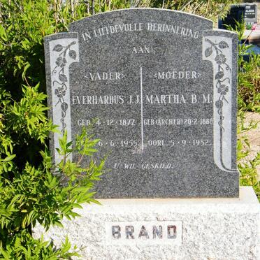 BRAND Everhardus J.J. 1877-1955 &amp; Martha B.M. ARCHER 1880-1952