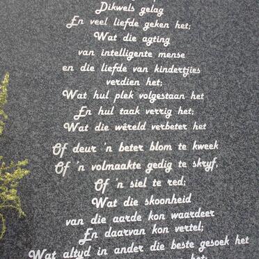 BURGER Francois Johannes 1911-1994 &amp; Martha Aletta COETZEE 1915-2005