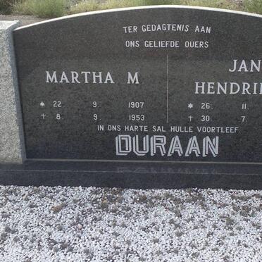 DURAAN Jan Hendrik H. 1897-1987 &amp; Martha M. 1907-1953