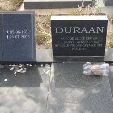 DURAAN Barend Frederick 1911-2006 &amp; Maria Aletta 1928-