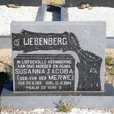 LIEBENBERG Susanna Jacoba nee VAN DER MERWE 1901-1984