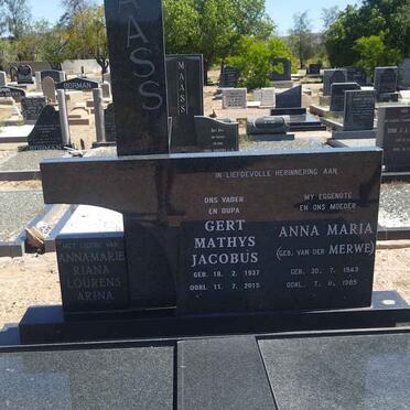 MAASS Gert Mathys Jacobus 1937-2015 & Anna Maria VAN DER MERWE 1943-1985