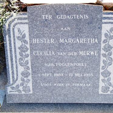MERWE Hester Margaretha Cecilia, van der nee POGGENPOEL 1889-1955