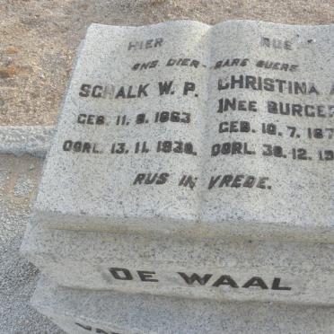 WAAL Schalk W.P., de 1863-1930 &amp; Christina A. BURGER 1874-1955