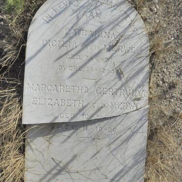 MERWE Catharina Cicilia, v.d 1897-1897 :: V.D. MERWE Margaretha Gertruida Elizabeth 1905-1906