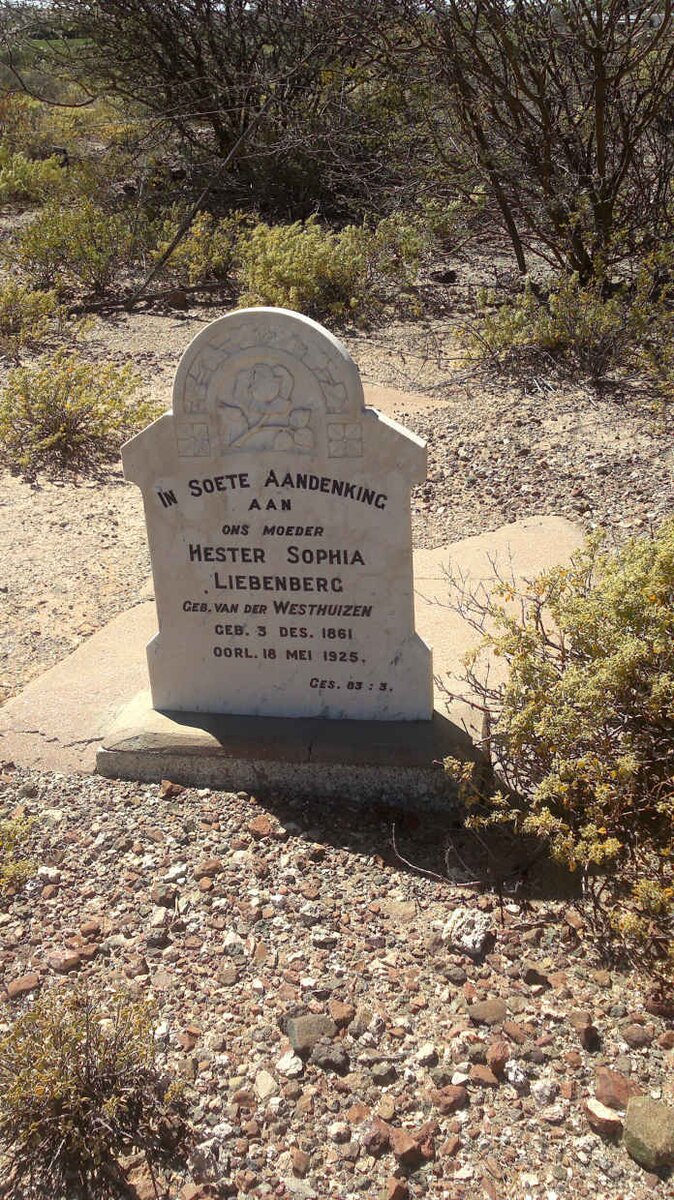 LIEBENBERG Hester Sophia nee VAN DER WESTHUIZEN 1861-1925