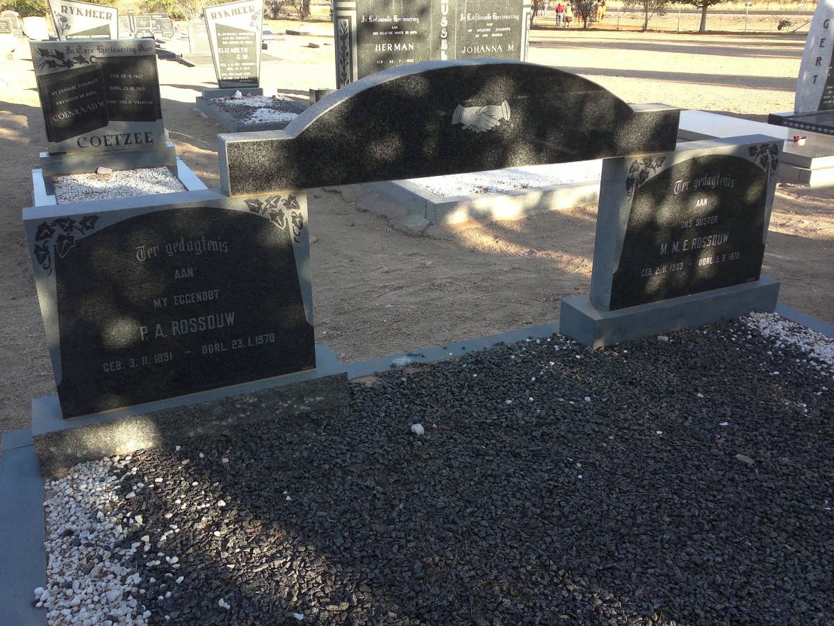 ROSSOUW P.A. 1891-1970 &amp; M.M.E. 1903-1973