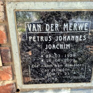 MERWE Petrus Johannes Joachim, van der 1929-2009 