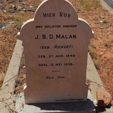 MALAN J.B.D. nee RICKERT 1846-1938