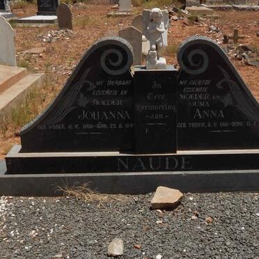 NAUDE Johanna nee VISSER 1908-1935 :: NAUDE Anna nee VISSER 1916-199?