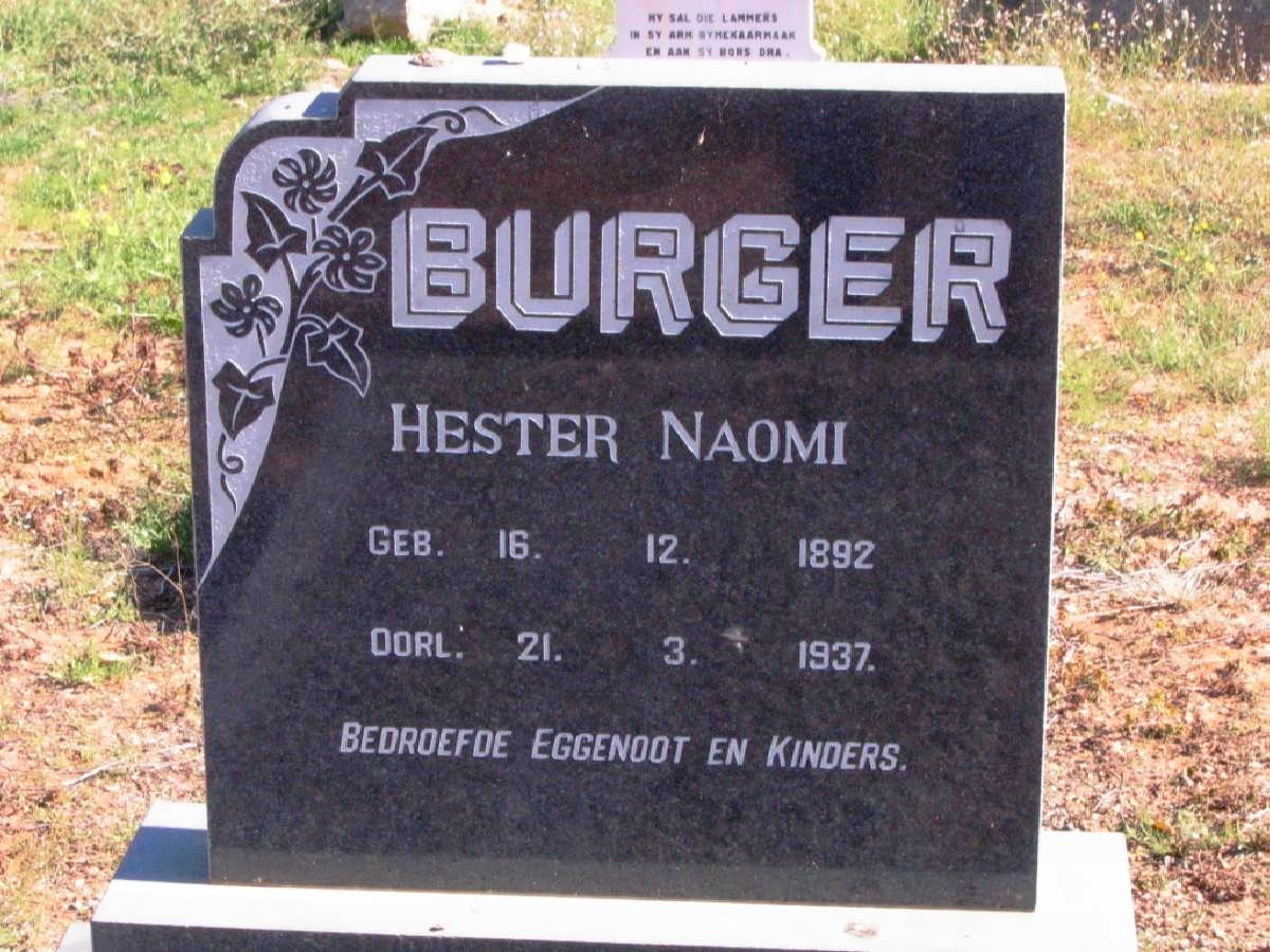 BURGER Hester Naomi 1892-1937