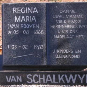 SCHALKWYK Regina Maria,van nee van ROOYEN 1888-1983