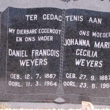WEYERS Daniel Francois 1887-1964 &amp; Johanna Maria Cecilia 1887-1966
