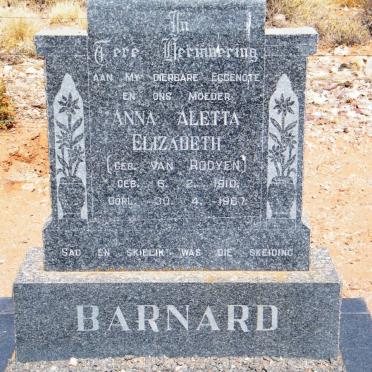 BARNARD Anna Aletta Elizabeth nee VAN ROOYEN 1910-1967