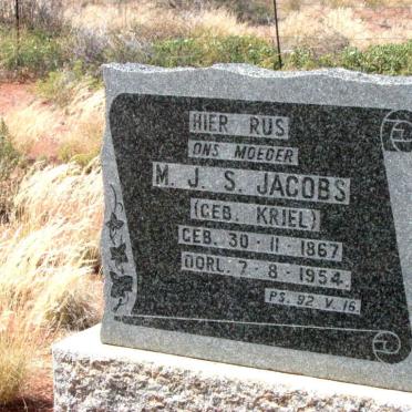 JACOBS M.J.S. nee KRIEL 1867-1954