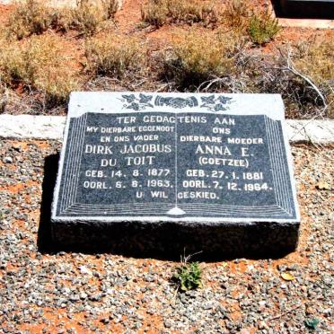 TOIT Dirk Jacobus, du 1877-1963 &amp; Anna E. COETZEE 1881-1964