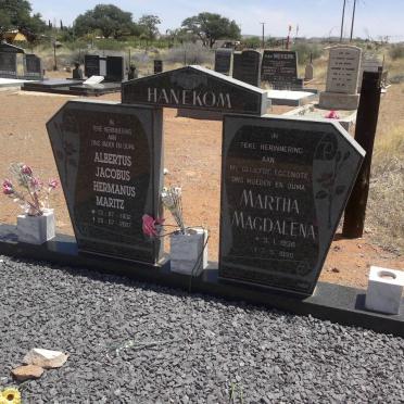 HANEKOM Albertus Jacobus Hermanus Maritz 1932-2007 &amp; Martha Magdalena 1936-1990