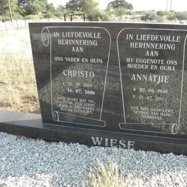 WIESE Christo 1950-2006 &amp; Annatjie 1949-2003