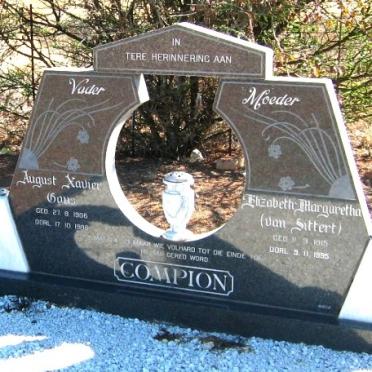 COMPION August Xavier Gous 1906-1988 &amp; Elizabeth Margaretha VAN SITTERT 1915-1995