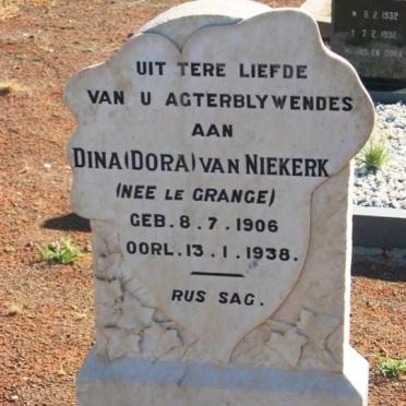 NIEKERK Dina, van née LE GRANGE 1906-1938