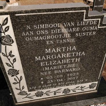 NIEKERK Martha Margaretha Elizabeth, van nee BARNARD 1923-2017