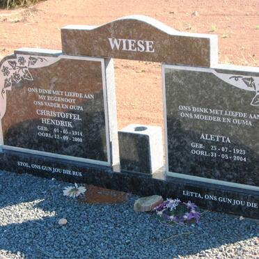 WIESE Christoffel Hendrik 1914-2000 &amp; Aletta 1923-2004