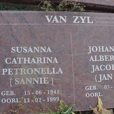 ZYL Johannes Albertus Jacobus, van 1937- &amp; Susanna Catharina Petronella 1941-1999