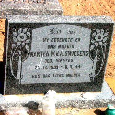SWIEGERS Martha W.H.A. nee WEYERS 1909-1944