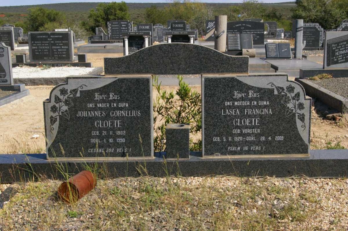 CLOETE Johannes Cornelius 1902-1990 & Lasea Francina VORSTER 1920-2009