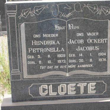 CLOETE Jacob Ockert Jacobus 1904-1974 &amp; Hendrika Petronella 1909-1973