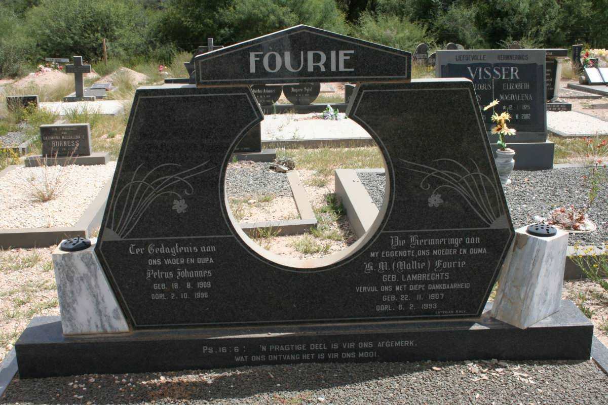 FOURIE Petrus Johannes 1909-1996 & H. M. LAMBRECHTS 1907-1993