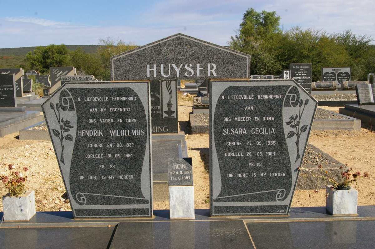 HUYSER Hendrik Wilhelmus 1937-1994 &amp; Susara Cecilia 1935-2004 :: HUYSER Hein 1957-1997