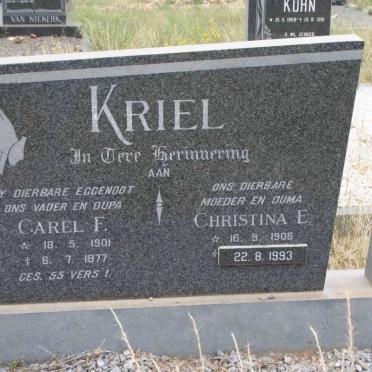 KRIEL Carel F. 1901-1977 &amp; Christina E. 1906-1993