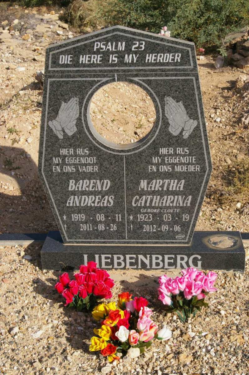 LIEBENBERG Barend Andreas 1919-2011 & Martha Catharina 1923-2012