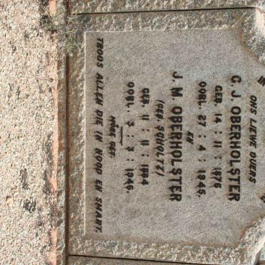 OBERHOLSTER G.J. 1876-1945 &amp; J.M. SCHOLTZ 1884-1946