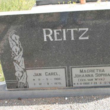 REITZ Jan Carel 1902-1975 &amp; Magrietha Johanna Sophia VAN WYK 1902-1978