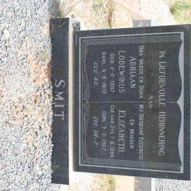 SMIT Andrew Lodewikus 1887-1972 &amp; Elizabeth VAN ZYL 1894-1967